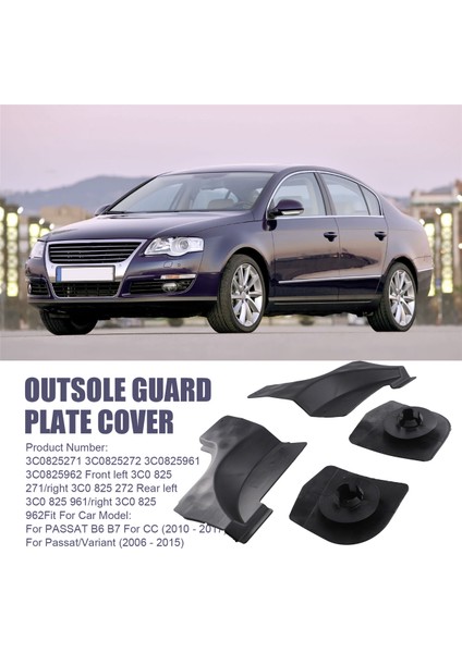 4pcs 3C0825271 3C0825272 3C0825961 3C0825962 Dış Taban Koruma Plakası Kapak Plakası Passat B6 B7 cc Magotan Için Boş Kapak (Yurt Dışından) indirimleri