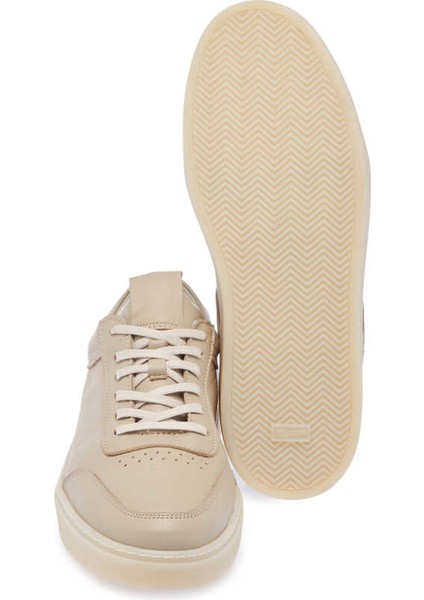 Bej Hakiki Deri Erkek Sneaker - E24I1AY56669-D6P fırsatları