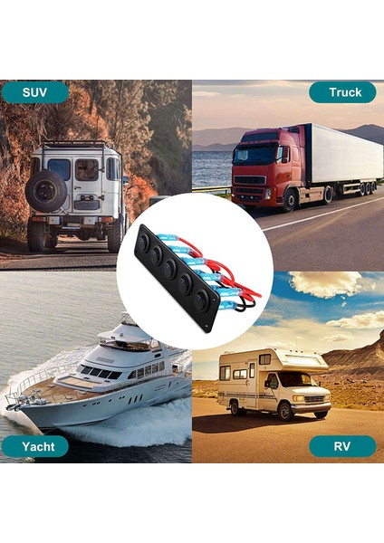 12V 24V Otomobil Araç Römork Kamyonu Suv Deniz Teknesi Rv Gemisi Için 5 Açma Kapalı Geçiş Anahtarları ile Rocker Anahtar Paneli (Yurt Dışından) modelleri