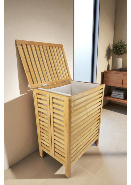 Bambu Çamaşır Sepeti 45x33x60 cm Çevre Dostu ve Şık Banyo Düzenleyici