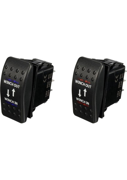 2 Adet 12V 20A Vinç Içinde Vinç Çıkış Açma-Kapalı Rocker Anahtarı 7 Pin Led, Kırmızı ve Mavi (Yurt Dışından)