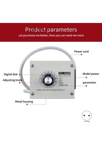 Ayarlanabilir Voltaj Regülatörü 4000W Scr Ayarlanabilir Dimmer Hız Sıcaklığı Adımsız Değişken Hız Kemeri Ab Fişi (Yurt Dışından) fiyatları