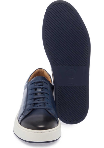 Lacivert Hakiki Deri Erkek Sneaker - E24I1AY56720-C72 fırsatları