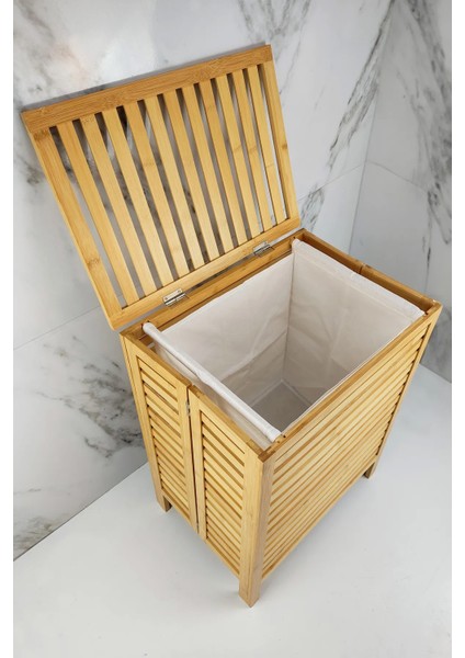 Bambu Çamaşır Sepeti 45x33x60 cm Çevre Dostu ve Şık Banyo Düzenleyici indirimleri