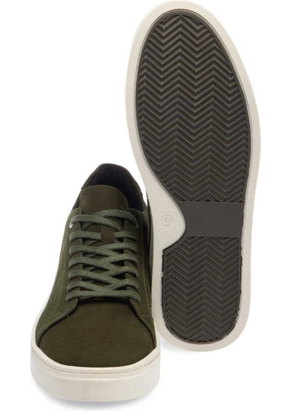 Yeşil Hakiki Nubuk Deri Erkek Sneaker - E24I1AY56745-G98 fırsatları