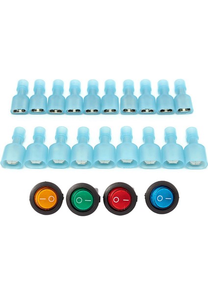 4 X12V LED Işıklı Rocker On-Of-Off Geçiş Spst Anahtar ve 50 Pcs Kadın ve Erkek Tamamen Yalıtımlı Tel Terminaller Konnektörü (Yurt Dışından)