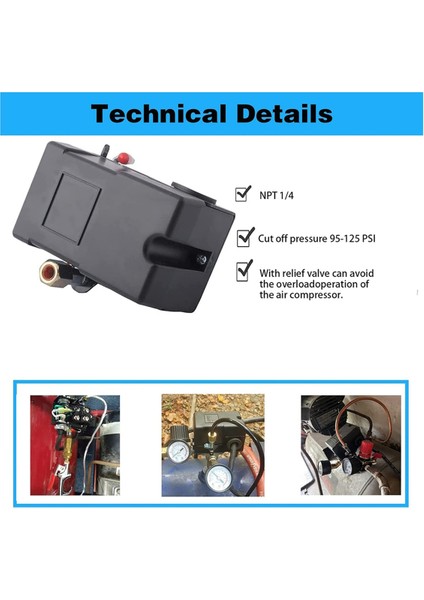 Basınç Anahtarı, 4 Port Hava Kompresörü Basınç Anahtarı Değiştirme Kontrolü Npt1/4 95-125 Psı 20A (Yurt Dışından) indirimleri