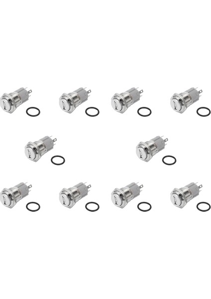 10X 12V 16MM Araba LED Işık Anlık Korna Düğmesi Metal Anahtar Düğmesi Mavi (Yurt Dışından)