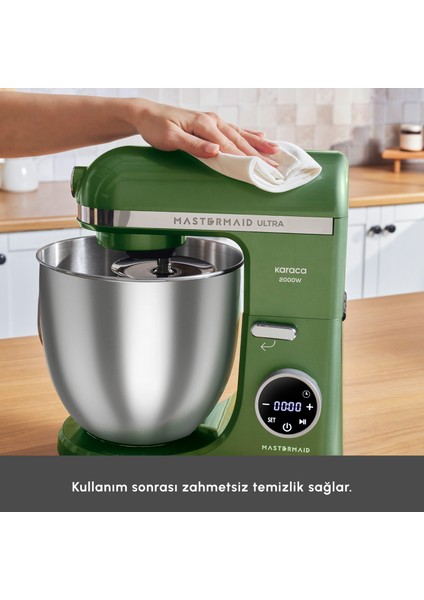 Mastermaid Chef Ultra D2000W Dijital Ekranlı Hamur Yoğurma Makinesi Emerald Green 7l