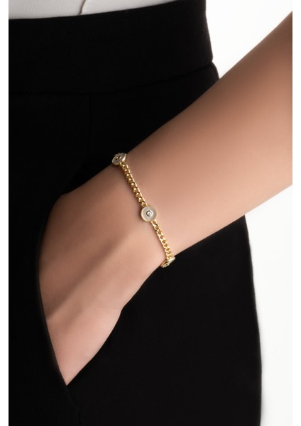 Charlotte 18 Ayar Sarı Altın Kaplama 19 cm Gümüş Zincir Bileklik fiyatları