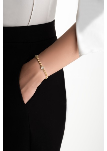 Charlotte 18 Ayar Sarı Altın Kaplama 19 cm Gümüş Zincir Bileklik fırsatları