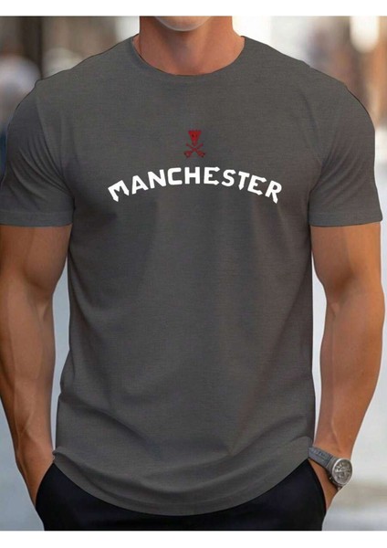 Manchester Baskılı Pamuk T-Shirt