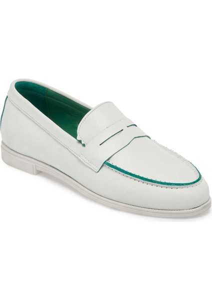 Beyaz Hakiki Deri Kadın Loafer - K24I1AY67366-A26