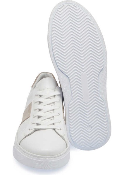 Beyaz Hakiki Deri Erkek Sneaker - E24I1AY56840-A26 fırsatları