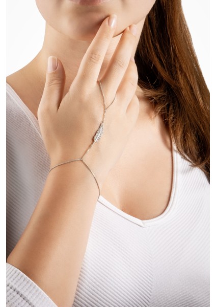 Defne Yaprağı 18 Ayar Beyaz Altın Kaplama 20 cm Gümüş Şahmeran fırsatları