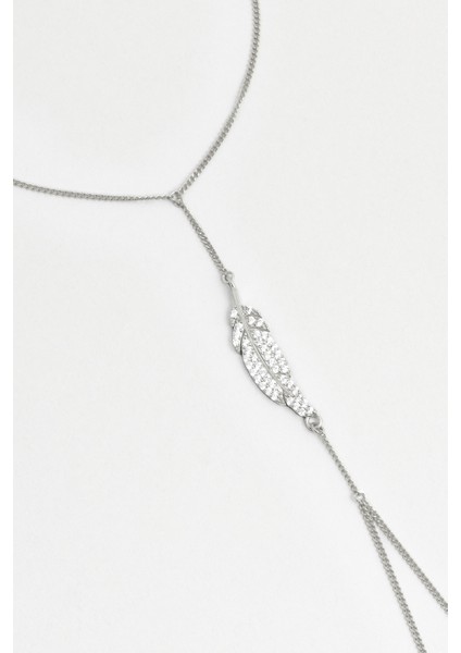 Defne Yaprağı 18 Ayar Beyaz Altın Kaplama 20 cm Gümüş Şahmeran indirimleri