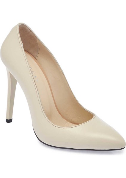Krem Hakiki Deri Kadın Stiletto - K24I1AY67482-A68