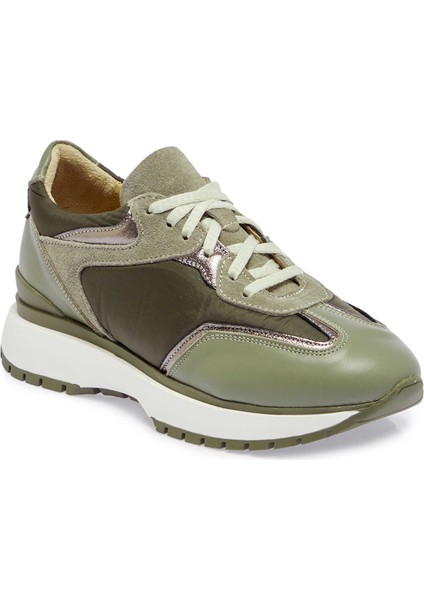 Yeşil Deri-Tekstil Kadın Sneaker - K24I1AY67492-H48