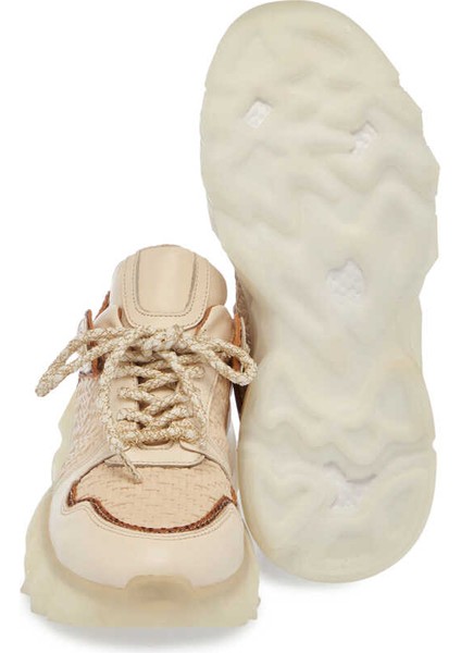 Ekru Deri-Vegan Kadın Sneaker - K24I1AY67342-R90 fırsatları