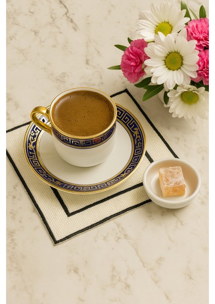 Siyah Detaylı Çift Kare 6'lı Kokteyl Peçete