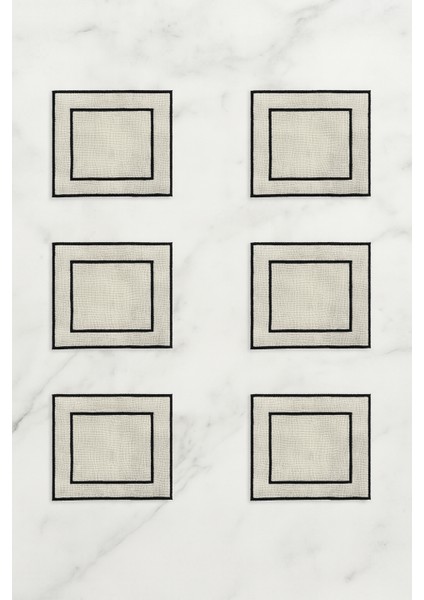 Siyah Detaylı Çift Kare 6'lı Kokteyl Peçete fiyatları