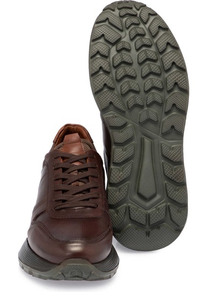 Kahve Hakiki Deri Erkek Sneaker - E24S1AY57056-A24 fırsatları