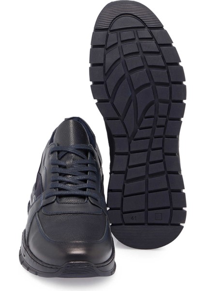Lacivert Hakiki Deri Erkek Sneaker - E24S1AY57095-A31 fırsatları