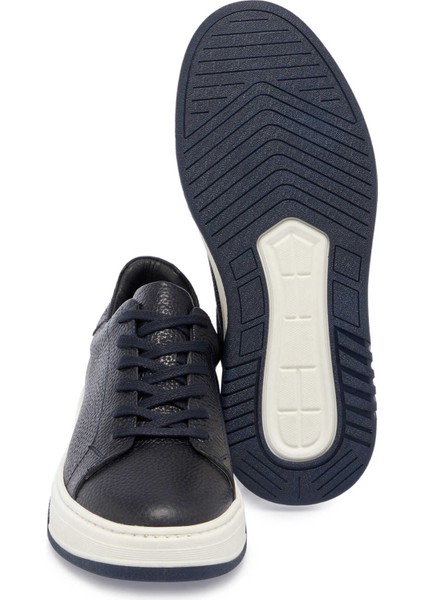 Lacivert Hakiki Deri Erkek Sneaker - E24S1AY57024-A38 fırsatları