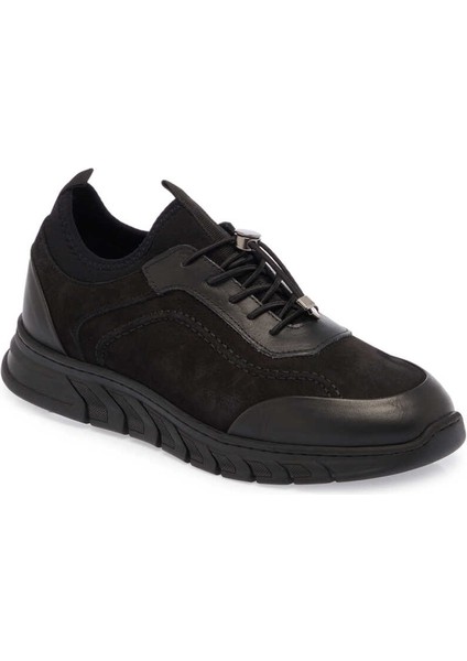 Siyah Hakiki Nubuk Deri Erkek Sneaker - E24S1AY56981-A64