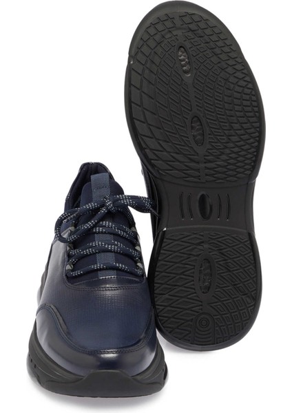 Lacivert Hakiki Deri Erkek Sneaker - E24S1AY57057-U64 fırsatları