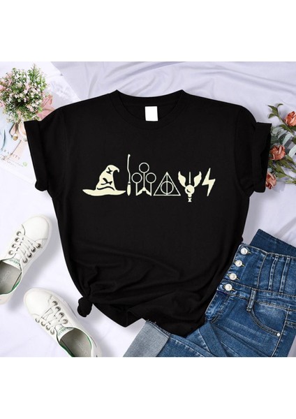 Harry Potter Baskılı Kadın Pamuk T-Shirt