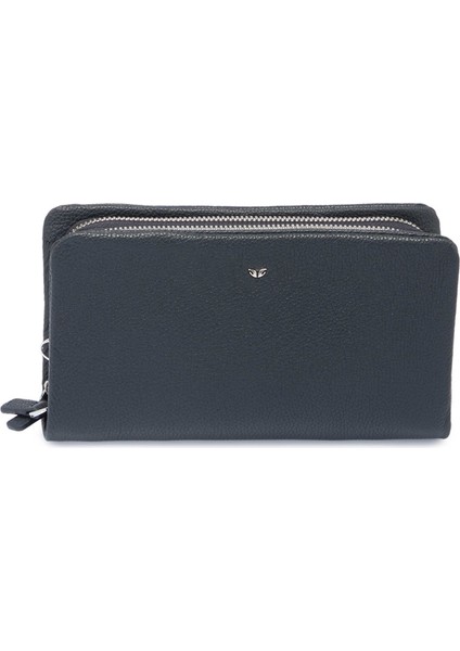 Lacivert Hakiki Deri Unisex Portföy Çantası - S1PC00002197-U6H