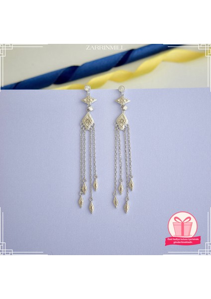 Kadın 925 Ayar Gümüş Taşlı Çoklu Sallantılı Küpe fiyatları