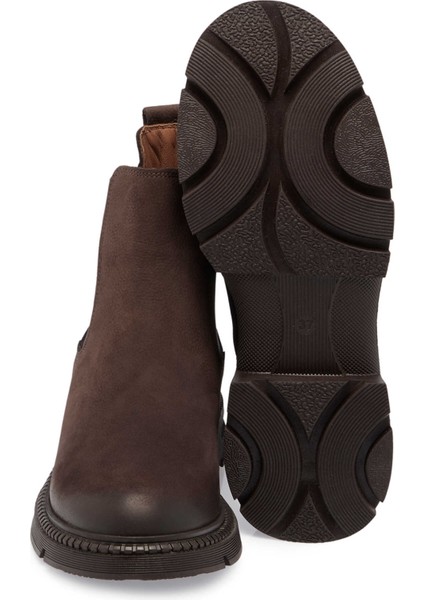 Kahve Hakiki Nubuk Deri Kadın Casual Bot - K24K1BT67509-A39 fırsatları