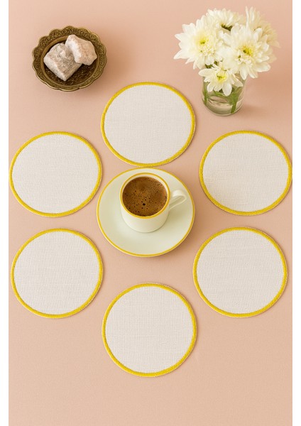 Sarı Detaylı Yuvarlak 6'lı Kokteyl Peçete fiyatları