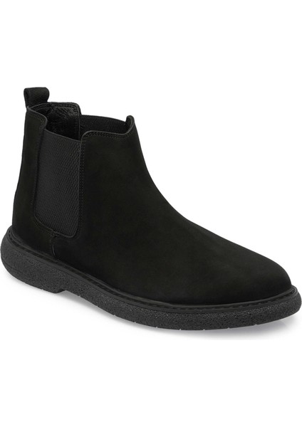 Siyah Hakiki Nubuk Deri Erkek Casual Bot - E24K1BT56951-A64