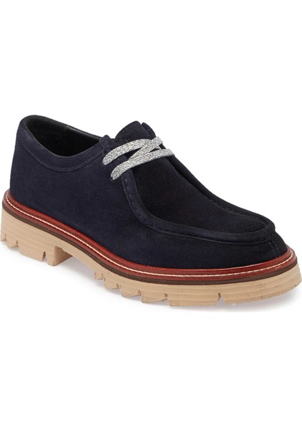Lacivert Hakiki Süet Deri Erkek Casual Ayakkabı - E24S1AY56978-D44