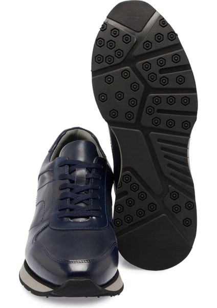 Lacivert Hakiki Deri Erkek Sneaker - E24S1AY57042-K4K fırsatları