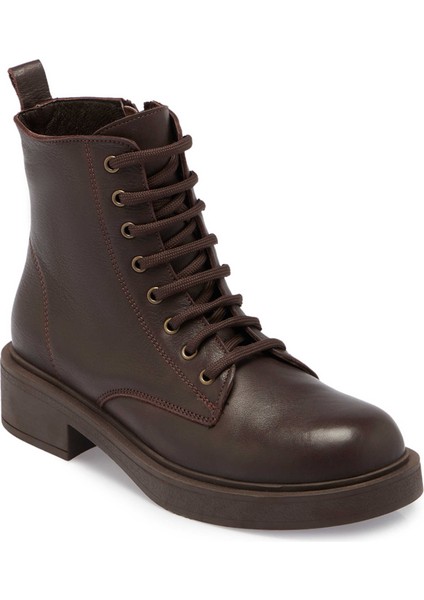 Kahve Hakiki Deri Kadın Casual Bot - K24K1BT67565-A24