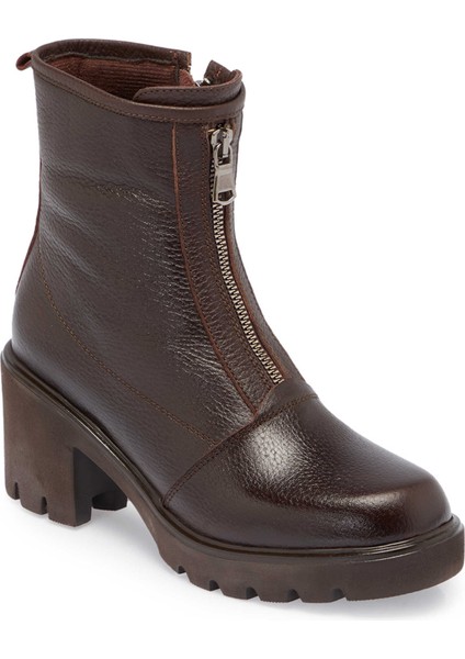 Kahve Hakiki Deri Kadın Casual Bot - K24K1BT67686-A42