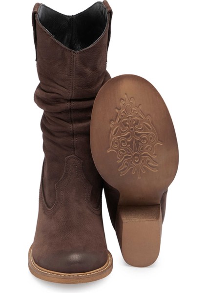 Kahve Hakiki Nubuk Deri Kadın Casual Bot - K24K1BT67590-A39 fırsatları