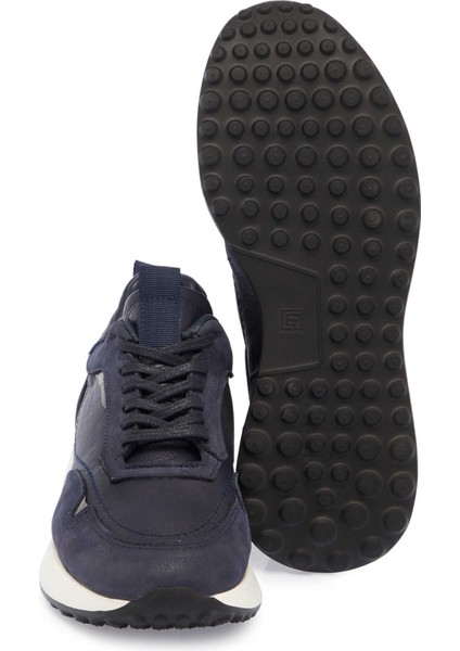 Lacivert Hakiki Deri Erkek Sneaker - E24S1AY56936-A31 fırsatları