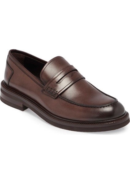 Kahve Hakiki Deri Erkek Casual Ayakkabı - E24S1AY56972-V94