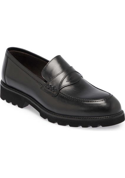Siyah Hakiki Deri Erkek Casual Ayakkabı - E24S1AY56964-A43