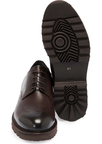 Kahve Hakiki Deri Erkek Klasik Ayakkabı - E24S1AY57005-B90 fırsatları