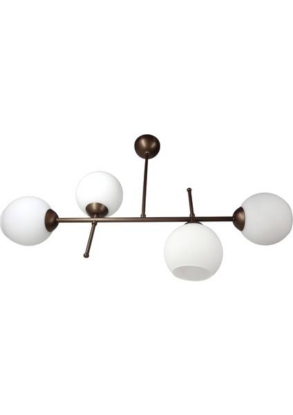 Patya Bronz 4'lü Beyaz Camlı Avize | Kaliteli Modern Metal Avize