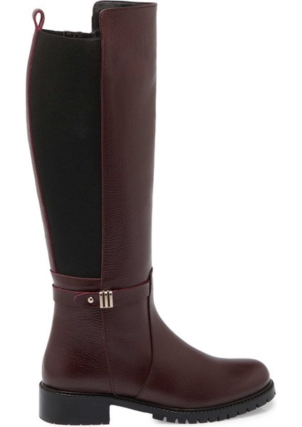 Bordo Deri-Tekstil Kadın Klasik Çizme - K24K1CM67712-M71 modelleri