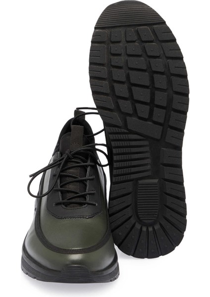 Yeşil Hakiki Deri Erkek Sneaker - E24S1AY57027-H48 fırsatları