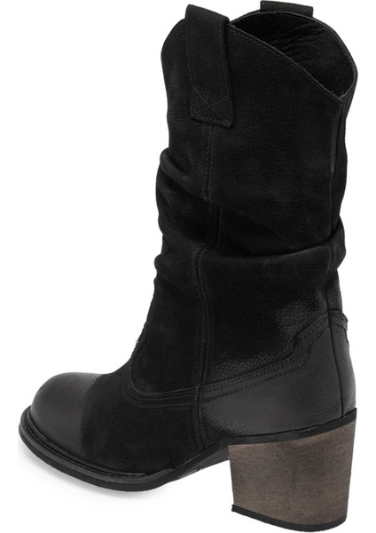 Siyah Hakiki Nubuk Deri Kadın Casual Bot - K24K1BT67590-A64 fiyatları