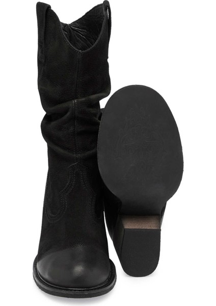 Siyah Hakiki Nubuk Deri Kadın Casual Bot - K24K1BT67590-A64 fırsatları